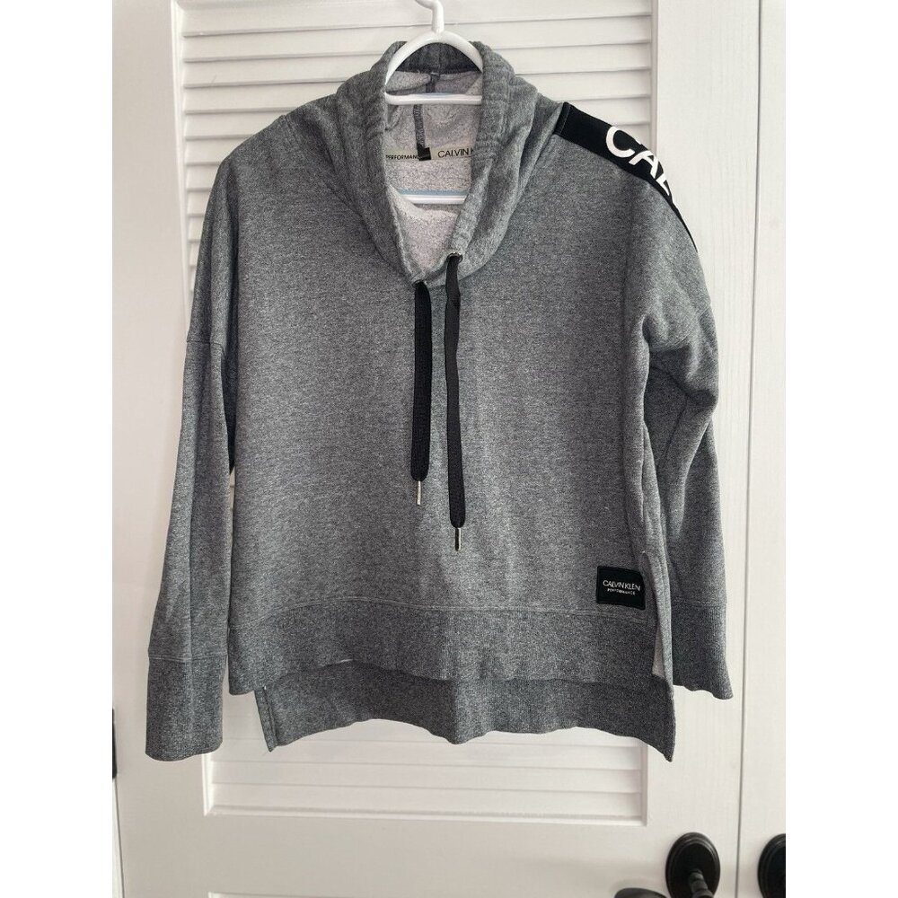 Calvin Klein Performance Gray Pullover Hoodie Sz S Fleece Lined Cozy Athleisure